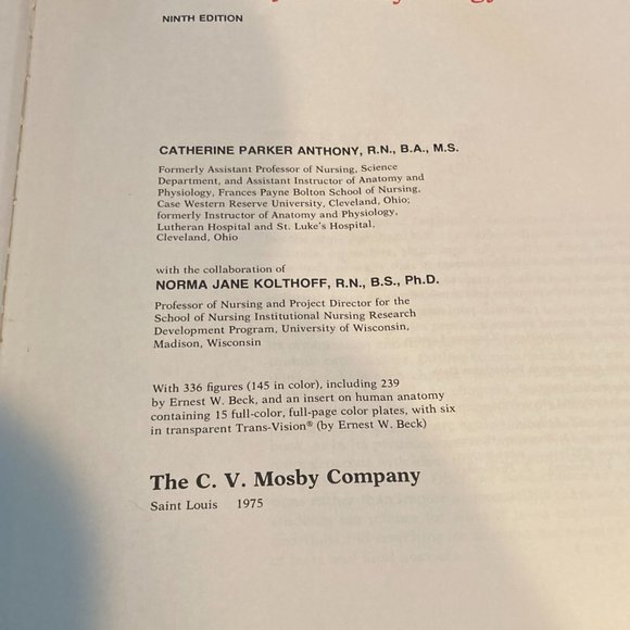 Vintage Book-Textbook of Anatomy and Physiology Ninth Edition 1975 - Picture 6 of 6